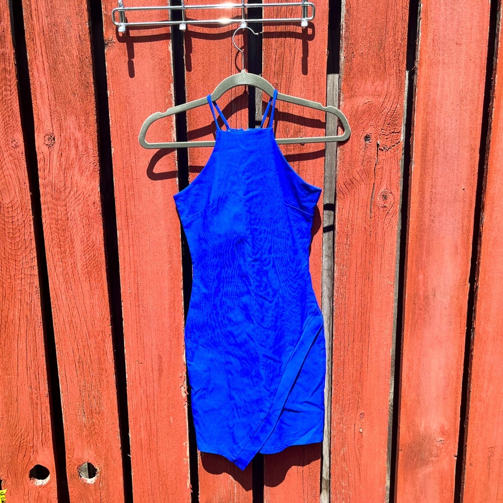 Blue halter top dress